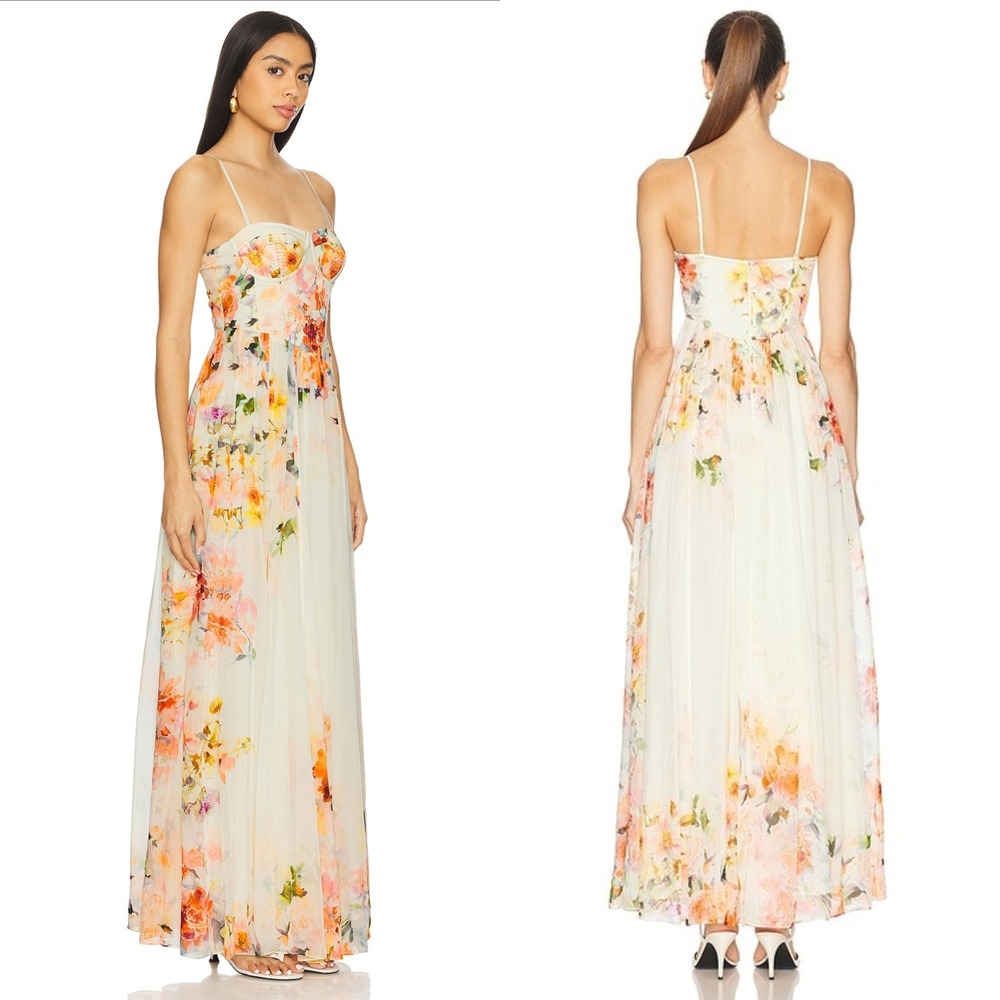 Hemant‎ and Nandita Saba Corset Floral Maxi Dress Bustier Size M NEW $548 - Picture 16 of 16
